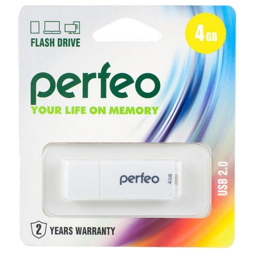 

Флешка 4Gb USB 2.0 Perfeo C04, белый (PF-C04W004), C04