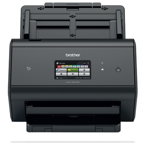 

Сканер протяжный Brother ADS-3600W, A4, CIS, 600x600dpi, ДАПД 50 листов, ч/б 50 стр/мин,цв. 50, 30bit, 24bit, сетевой, Wi-Fi, USB 2.0, (ADS3600WUX1), ADS-3600W