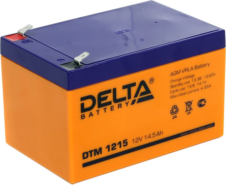 

Аккумуляторная батарея для ИБП Delta DTM DTM 1215, 12V, 14.5Ah, Синий/желтый, DTM 1215