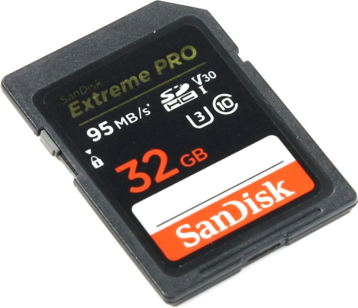 Карта памяти 32Gb SDHC SanDisk Extreme Pro Class 10 UHS-I U3 (SDSDXXG-032G-GN4IN)