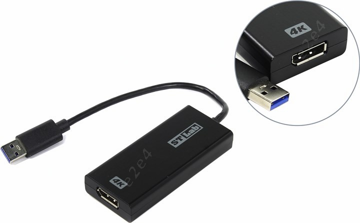 Адаптер USB 3.0 A(m)-DisplayPort(f), STLab, черный (U-1380)