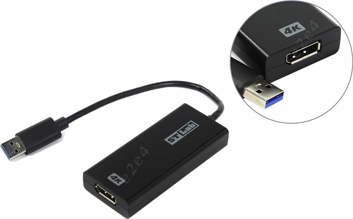 

Адаптер USB 3.0 A(m)-DisplayPort(f), STLab, черный (U-1380)