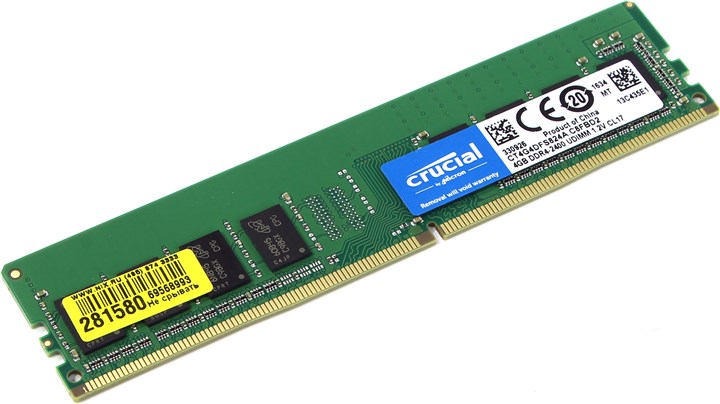 

Память DDR4 DIMM 4Gb, 2400MHz, CL17, 1.2 В, Crucial (CT4G4DFS824A), CT4G4DFS824A