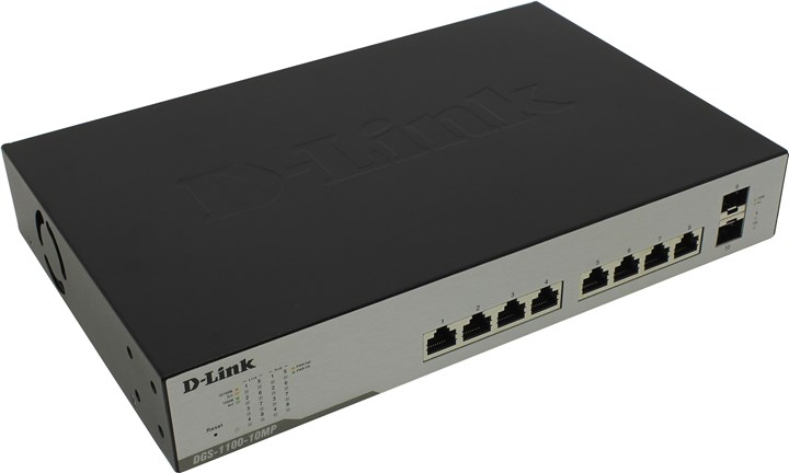 

Коммутатор D-link DGS-1100-10MP, управляемый, кол-во портов: 8x1 Гбит/с, кол-во SFP/uplink: SFP 2x1 Гбит/с, установка в стойку, PoE: 8шт.x30W (макс. 130W) (DGS-1100-10MP/C1A), DGS-1100-10MP