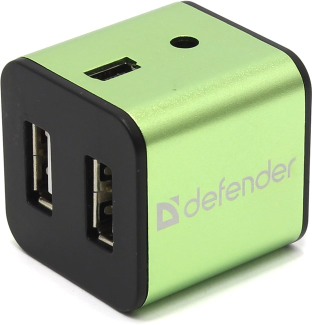 Концентратор Defender Quadro Iron, 4xUSB 2.0, зеленый