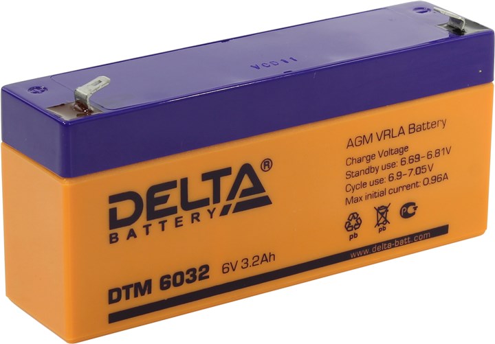 Аккумулятор Delta DTM 6032 (DTM6032), цвет оранжевый - фото 1