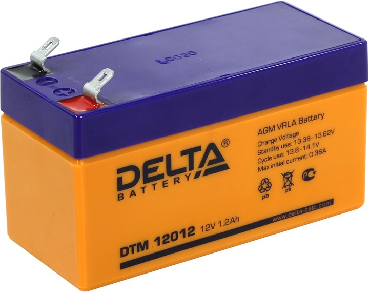 Аккумуляторная батарея Delta DTM 12012, 12V, 1.2Ah, цвет оранжевый - фото 1