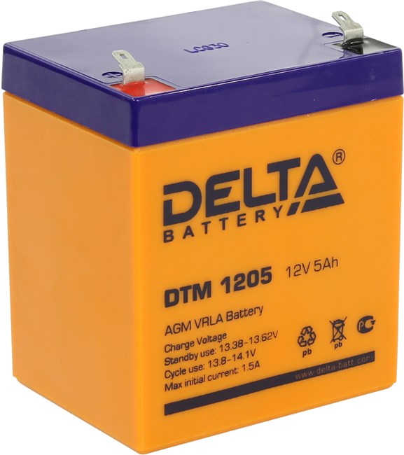 

Аккумуляторная батарея для ИБП Delta DTM DTM 1205, 12V, 5Ah, Синий/желтый, DTM 1205