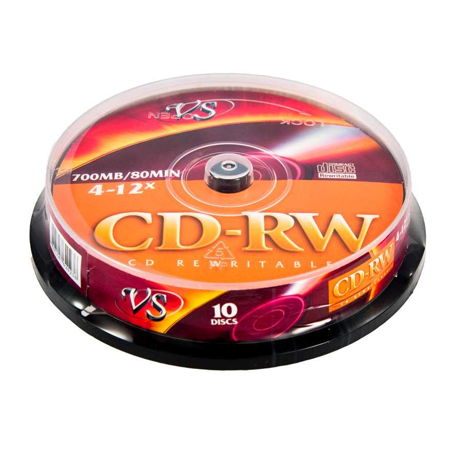 Диск VS CD-RW, 700Mb, 12x, Cake Box, 10 шт