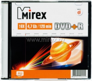 Диск DVD+R 4,7Gb 16x Mirex, Slim Case (5шт)