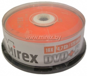 Диск DVD+R 4.7Gb 16x Mirex, Cake Box (25шт) - фото 1