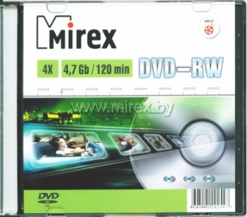 Диск DVD-RW 4,7Gb 4x Mirex, Slim Case