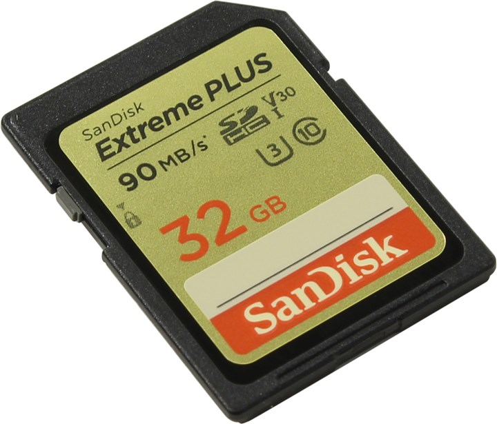 Карта памяти 32Gb SDHC SanDisk Extreme Plus Class 10 UHS-I U3 (SDSDXWF-032G-GNCIN)