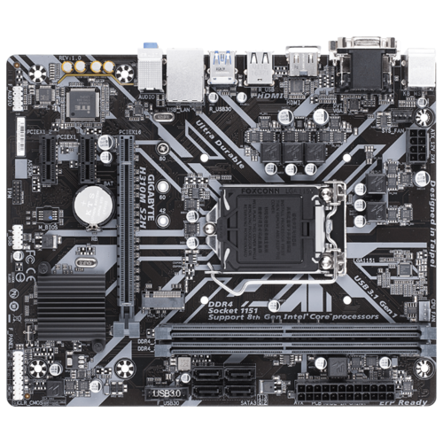 

Материнская плата GIGABYTE H310M S2H, Socket1151v2, Intel H310, 2xDDR4, PCI-Ex16, 4SATA3, 7.1-ch, GLAN, 4 USB 3.1, VGA, DVI, HDMI, mATX, Retail, H310M S2H