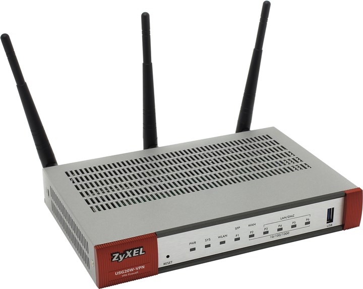 

Wi-Fi роутер ZYXEL USG20W-VPN, 802.11a/b/g/n/ac, 2.4 / 5 ГГц, до 1.3 Гбит/с, LAN 4x1 Гбит/с, WAN 1x1 Гбит/с, внешних антенн: 3x3dBi, 1шт.xUSB 2.0 (USG20W-VPN-RU0101F), USG20W-VPN