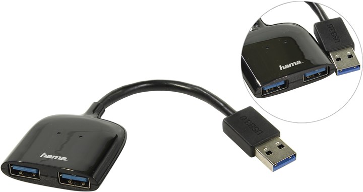 

Концентратор Hama Mobil 54132, 2xUSB 3.0, черный, Mobil 54132