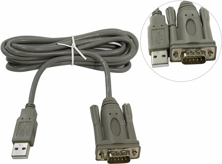 

Кабель-переходник USB 2.0 A(m)-COM (9M), Hama, 1.8m, серый (53325)