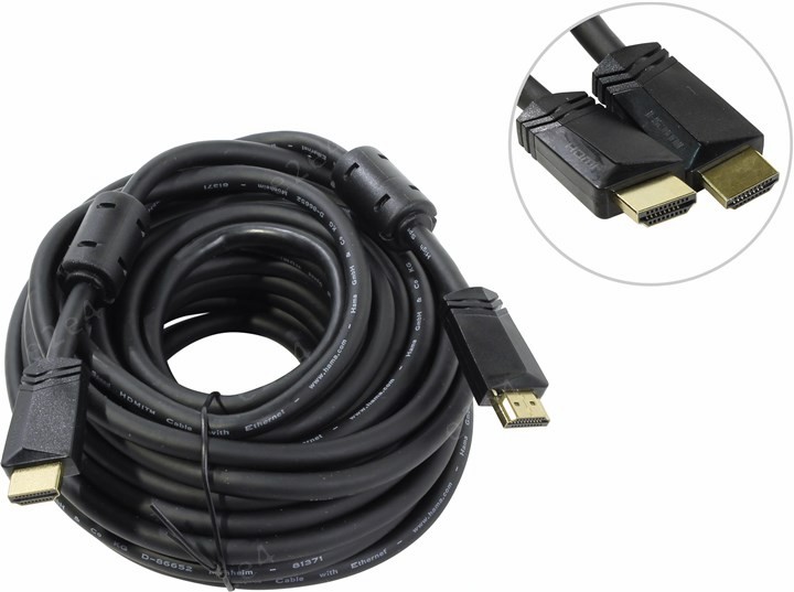 

Кабель HDMI(19M)-HDMI(19M), 10 м, черный Hama