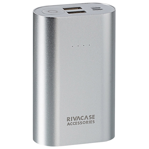 Портативный аккумулятор RivaCase Rivapower VA1010 SD1, 10000mAh, 2xUSB, 2.1A (4260403570586), цвет серебристый - фото 1