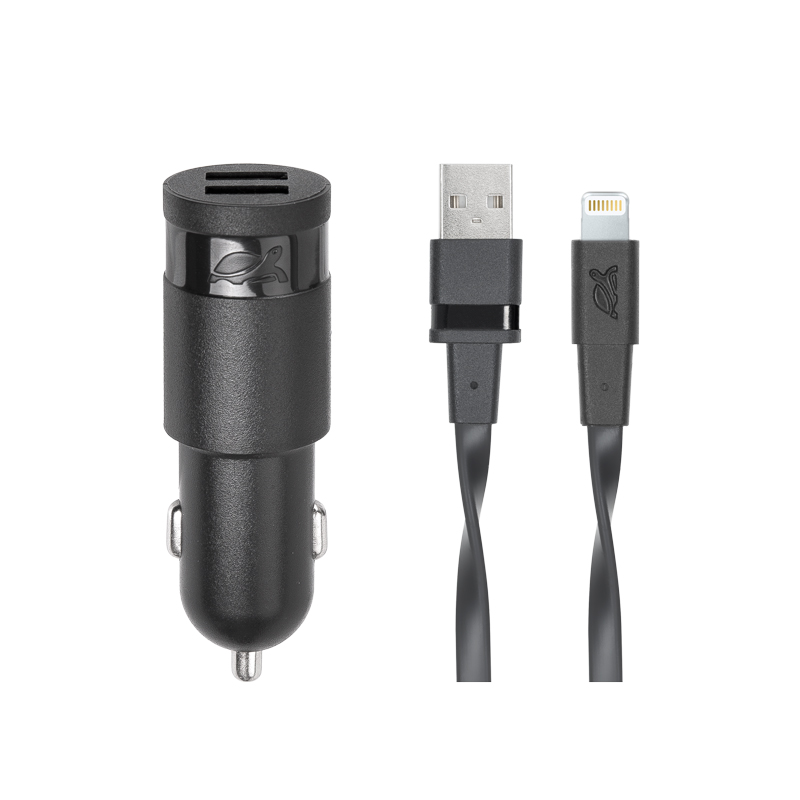 

Автомобильное зарядное устройство RivaCase Rivapower VA4225 BD2, 2USB, 3.4A, кабель Lightning, черный (4260403572634), Rivapower VA4225 BD2