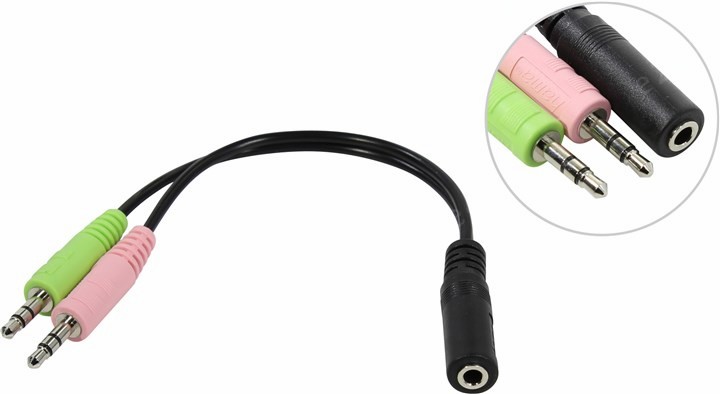

Адаптер Hama 2xJack 3.5-Jack 3.5(f), 10см, черный, розовый/зеленый (H-54572)