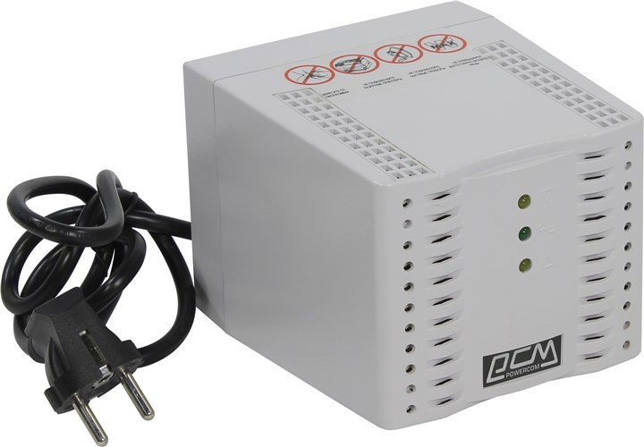 Стабилизатор напряжения Powercom TCA-3000, 3000 VA, 1.5 кВт, EURO, белый
