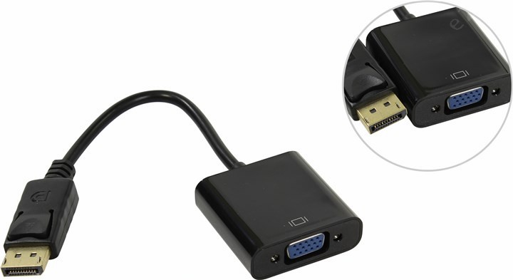 

Кабель-переходник (адаптер) DisplayPort(20M)-VGA(15F), 20 см, черный ORIENT