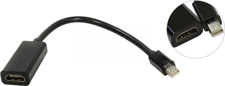 

Кабель-адаптер miniDisplayPort(m)-HDMI(F), ORIENT, 0.2m, черный (C302)