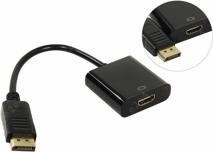 

Кабель-переходник (адаптер) DisplayPort(20M)-HDMI(19F), 20 см, черный ORIENT