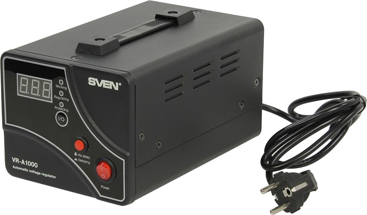 Стабилизатор напряжения Sven VR-A 1000, 1000 VA, 600 Вт, EURO, черный