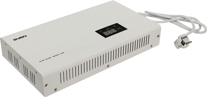 

Стабилизатор напряжения Sven AVR Slim-2000 LCD, 2000 VA, 1.2 кВт, EURO, черный, AVR Slim-2000 LCD