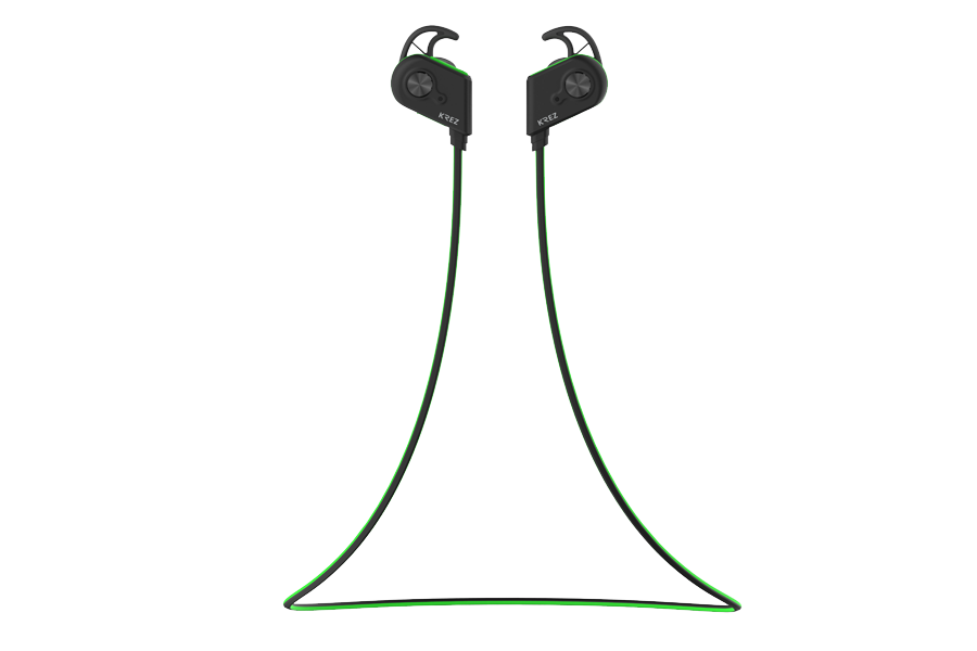 

Беспроводные наушники KREZ SPORT BP05, черный/зеленый, SPORT BP05