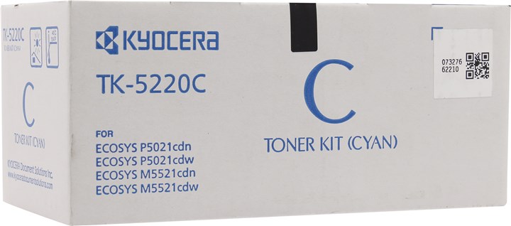 

Картридж лазерный Kyocera TK-5220C/1T02R9CNL1, голубой, 1200 страниц, оригинальный для Kyocera P5021cdn/cdw, M5521cdn/cdw, TK-5220C