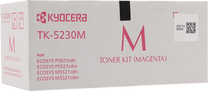 Картридж лазерный Kyocera TK-5230M/1T02R9BNL0, пурпурный, 2200 страниц, оригинальный, для Kyocera P5021cdn/cdw, M5521cdn/cdw