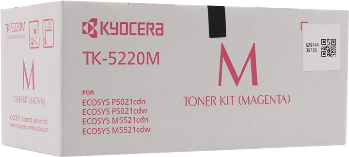 Картридж лазерный Kyocera TK-5220M/1T02R9BNL1, пурпурный, 1200 страниц, оригинальный, для Kyocera P5021cdn/cdw, M5521cdn/cdw - фото 1