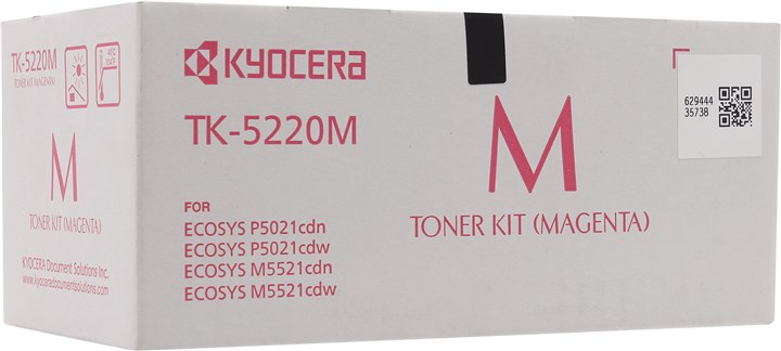 

Картридж лазерный Kyocera TK-5220M/1T02R9BNL1, пурпурный, 1200 страниц, оригинальный для Kyocera P5021cdn/cdw, M5521cdn/cdw, TK-5220M