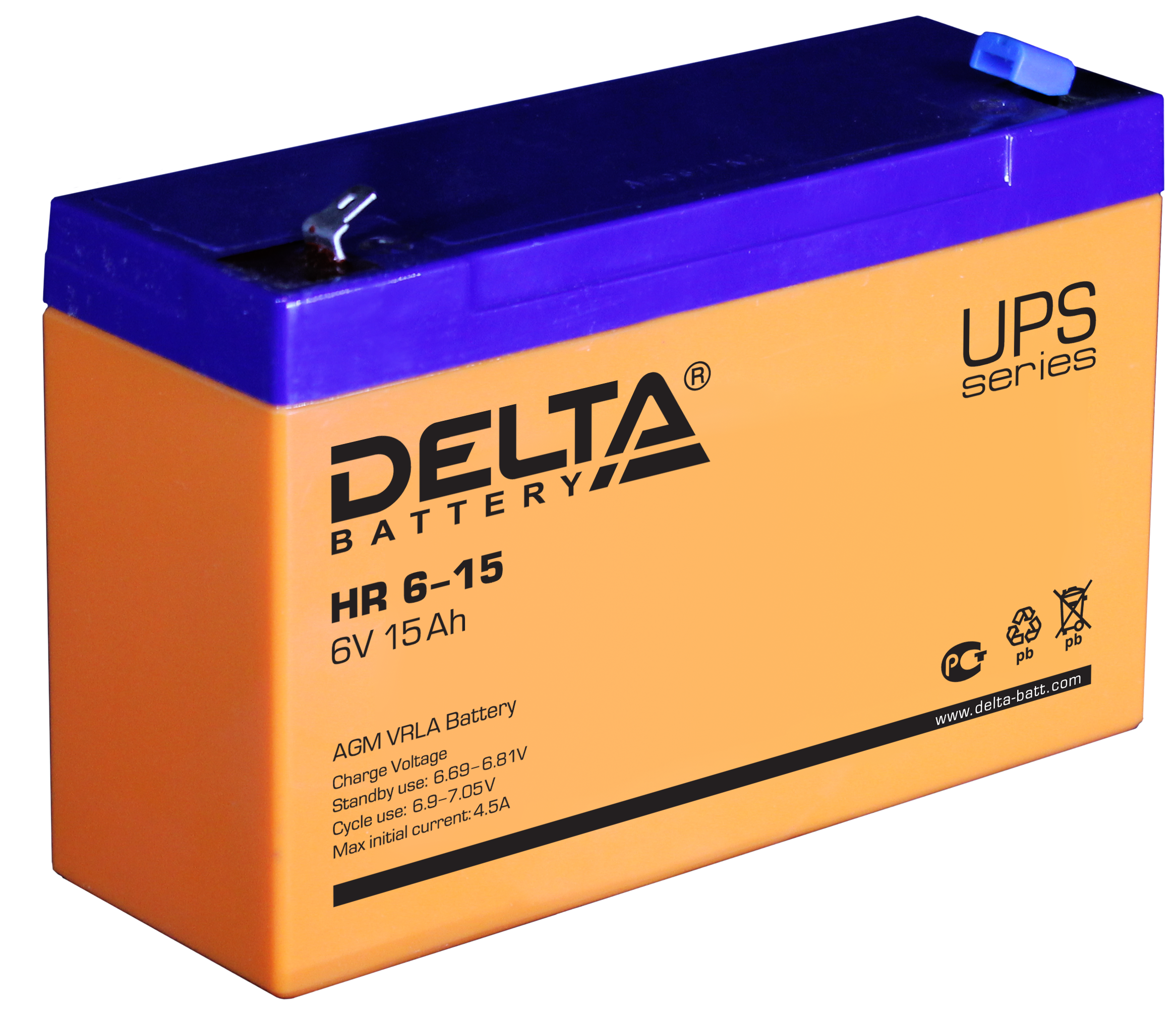 

Аккумуляторная батарея для ИБП Delta HR 6-15, 6V, 15Ah, HR 6-15