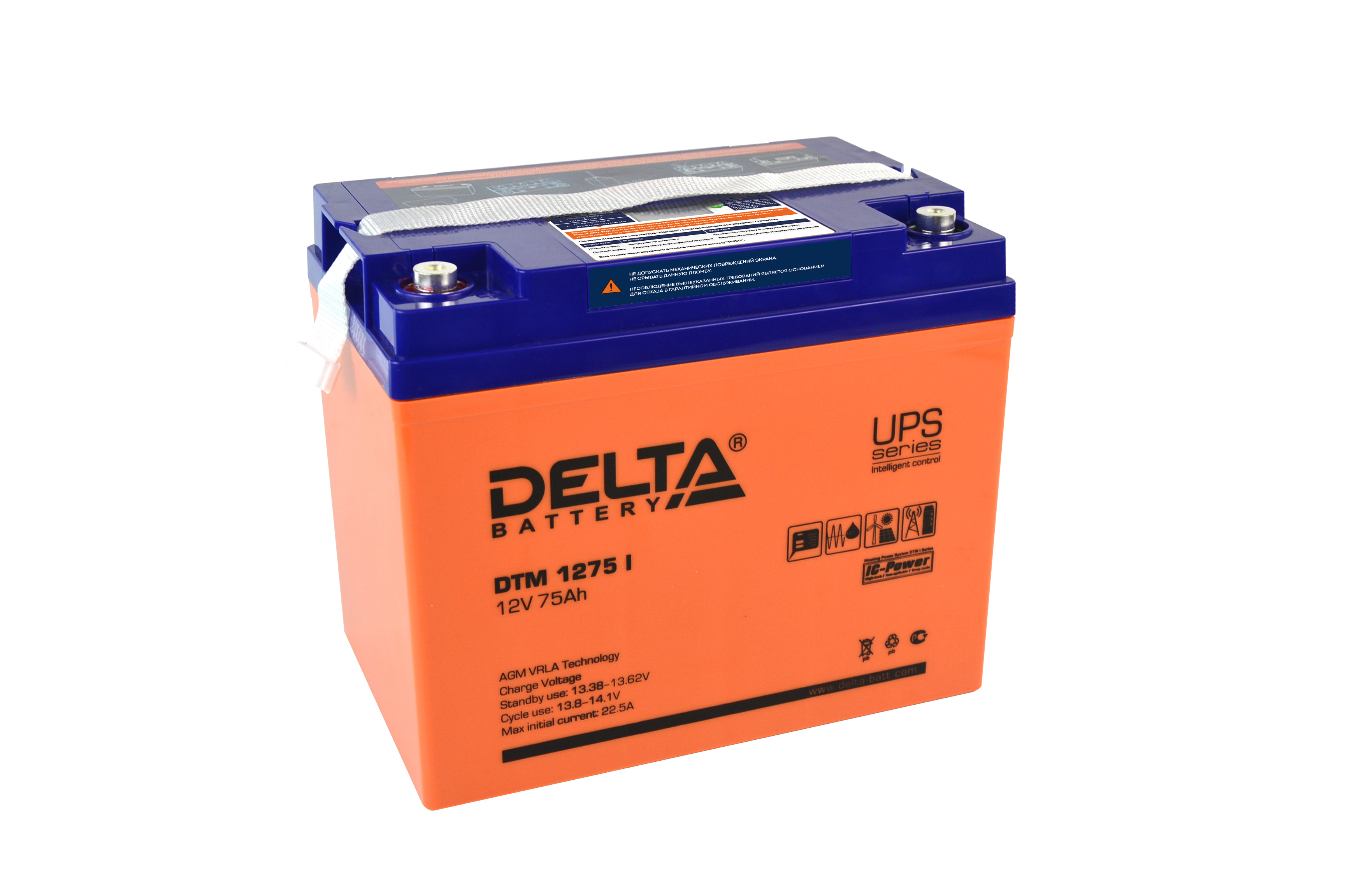 Аккумуляторная батарея Delta DTM 1275 I, 12V, 75Ah - фото 1