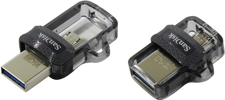 

Флешка 16Gb USB 3.0/microUSB Sandisk Ultra Dual Drive m3.0, черный (SDDD3-016G-G46), Ultra Dual Drive m3.0