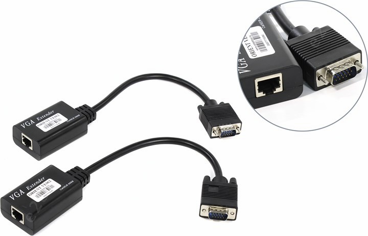 

Удлинитель VGA по витой паре Orient VE062, Extender VGA(15M)/RJ45/VGA(15M), 1920x1080 до 60m (30362), VE062