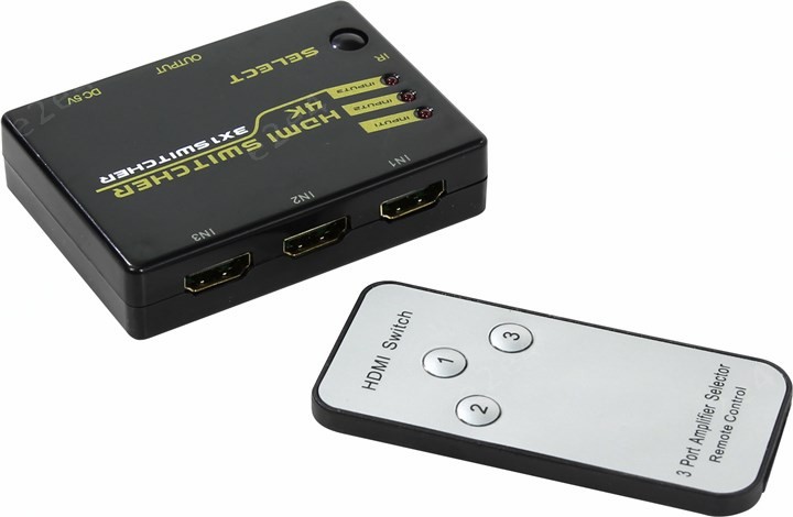 Переключатель Orient HS0301H, HDMI Switcher, 3-in/1-out, 1.4, ПДУ