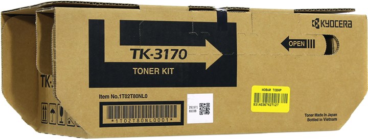 

Картридж лазерный Kyocera TK-3170/1T02T80NL0, черный, 15500 страниц, оригинальный для Kyocera P3050dn, P3055dn, P3060dn, TK-3170