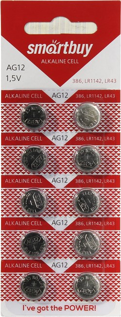 

Батарея Smartbuy SBBB-AG12-10B, LR43, 1.5 V, 10шт