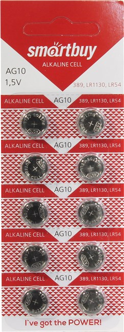 

Батарея Smartbuy SBBB-AG10-10B (LR54, 1.5V) уп. 10 шт [297191]