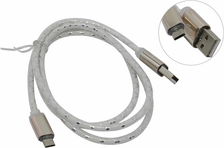

Кабель USB 2.0(AM)-microUSB 2.0(BM), Defender, 1m, серый/белый (USB08-03LT/87554)