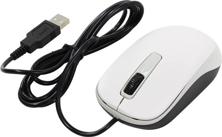 Мышь проводная Genius DX-125, оптическая светодиодная, USB, белый