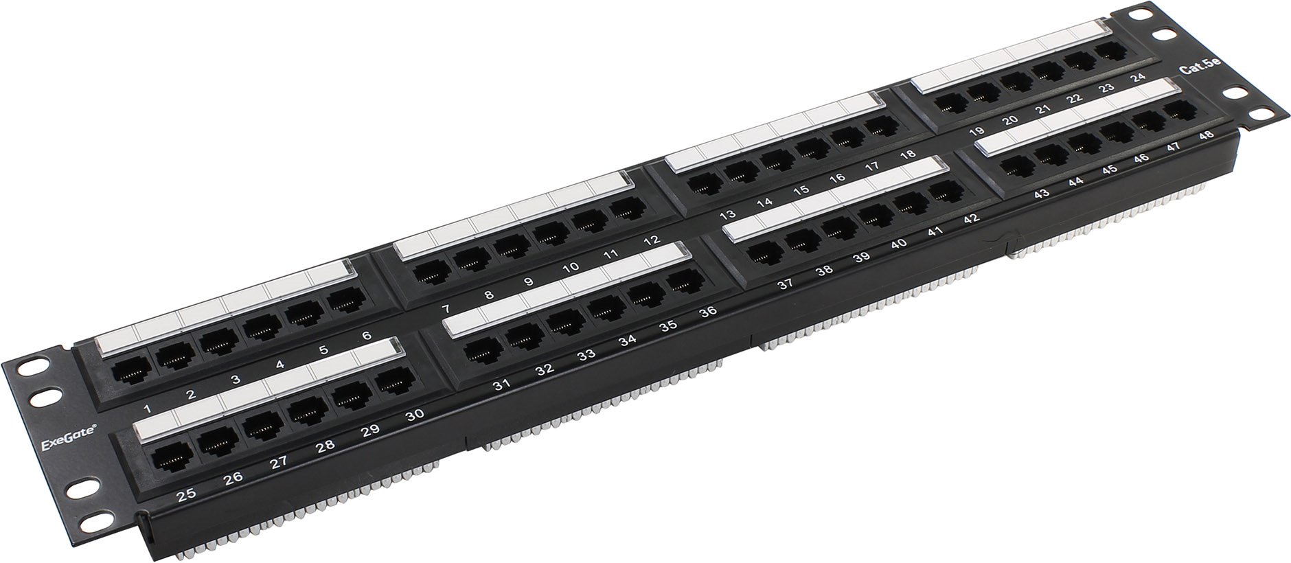 Патч-панель в шкаф 19" 2U, порты: 48xRJ-45 кат. 5e, Exegate EX256753RUS