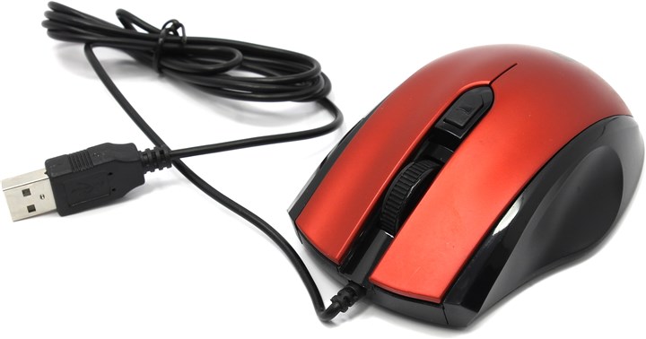 Мышь проводная Jet.A OM-U50, 1600dpi, оптическая светодиодная, USB, красный