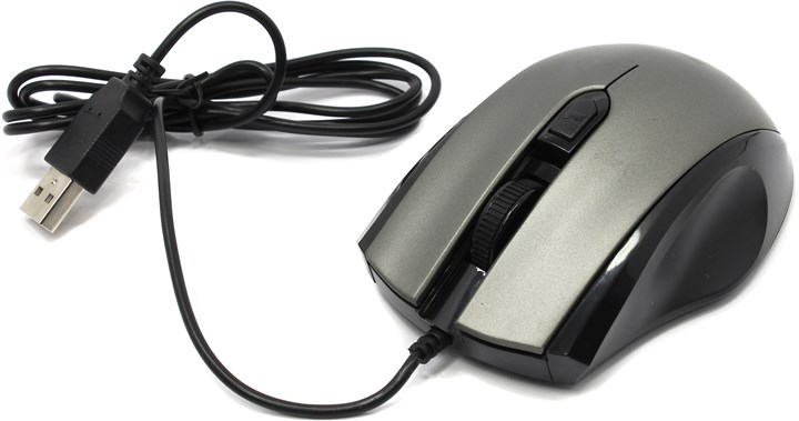 Мышь проводная Jet.A OM-U50, 1600dpi, оптическая светодиодная, USB, серый