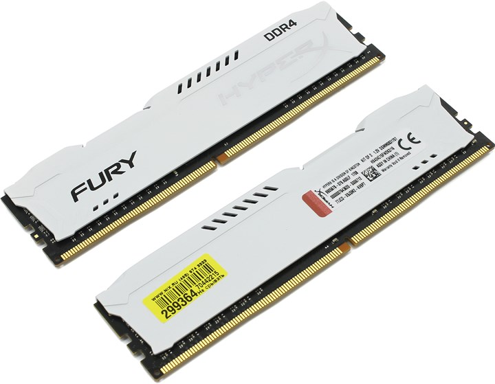 

Комплект памяти DDR4 DIMM 16Gb (2x8Gb), 2400MHz, CL15, 1.2V Kingston HyperX Fury White (HX424C15FW2K2/16), HX424C15FW2K2/16